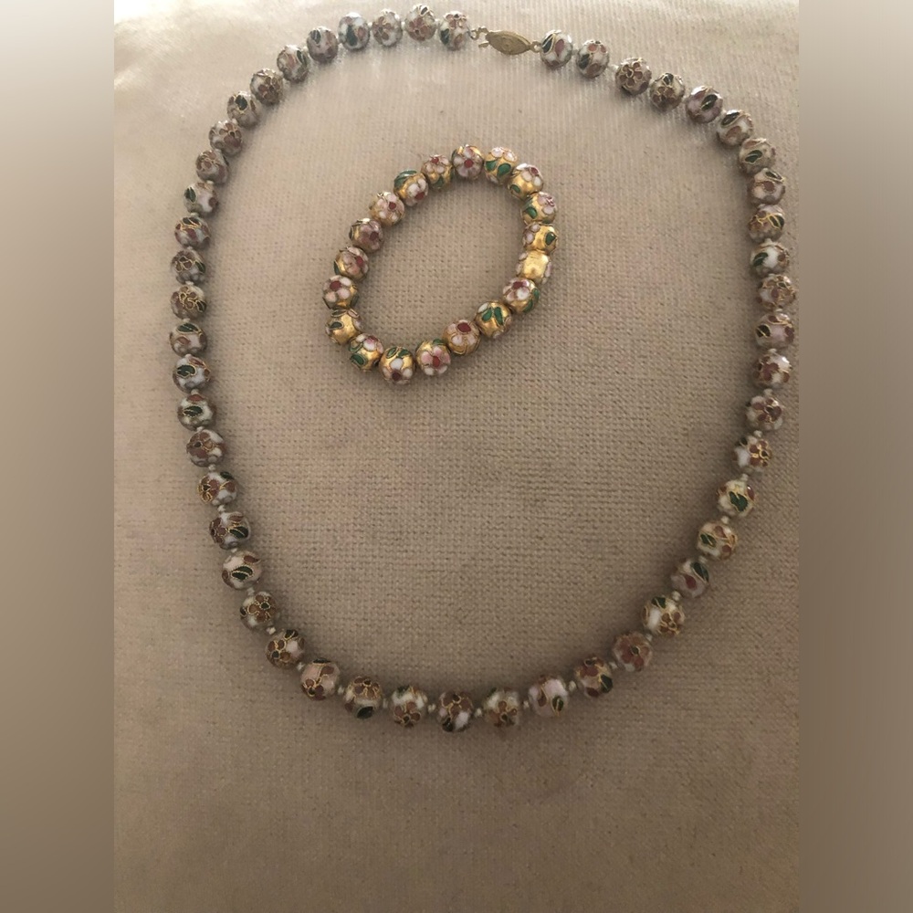 Cloisonne Stretch Bracelet & Necklace Set- $200 or $180 w/offer